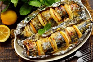 Скумбрия печеная в фольге 1/150 гр